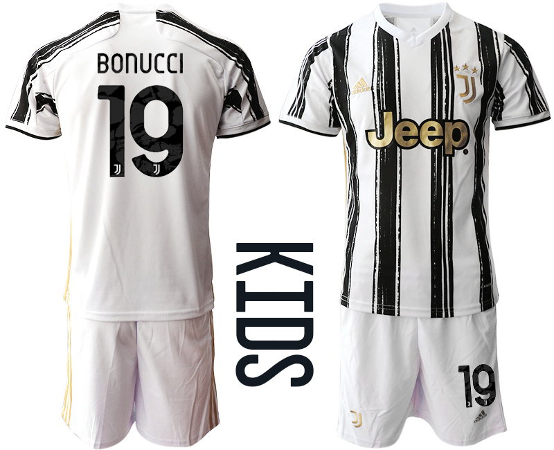 Youth 2020-2021 club Juventus home #19 white Soccer Jerseys